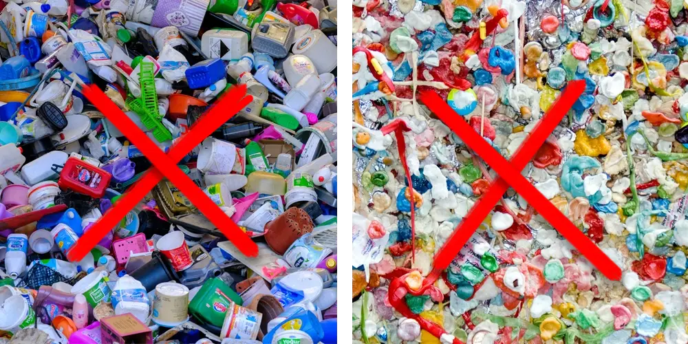 Illustration of plastic waste from pet supplement packaging