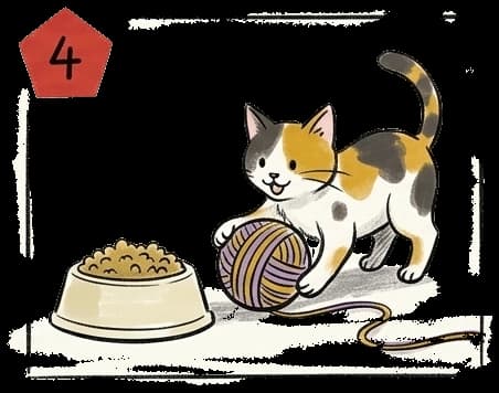 a cute kitten is distracted playing with a ball of yarn